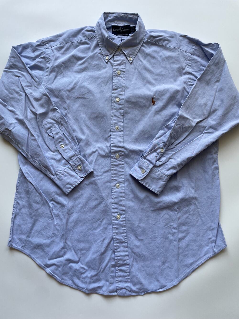 Men's Ralph Lauren Yarmouth Light Blue Oxford Dress Shirt Natural Pony 16-33